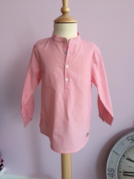 blusa cuello mao jose varon rosa cuarzo y blanco niño